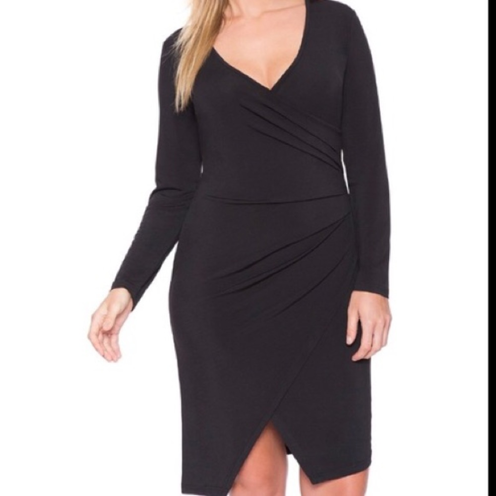 Eloquii Black Asymmetrical Wrap Dress 14